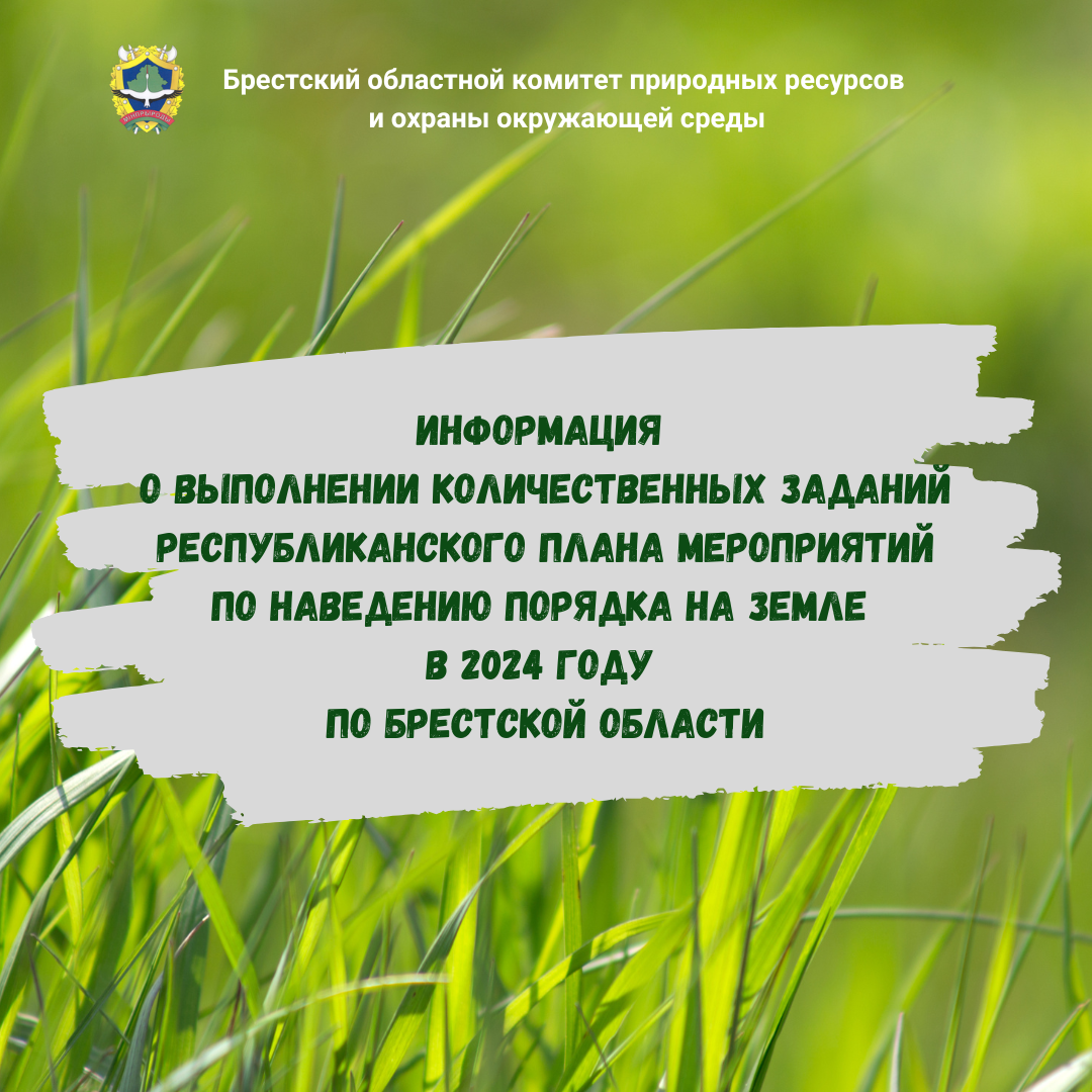 Информация о выполнении количественных заданий Республиканского плана мероприятий по наведению порядка на земле в 2024 году по Брестской области