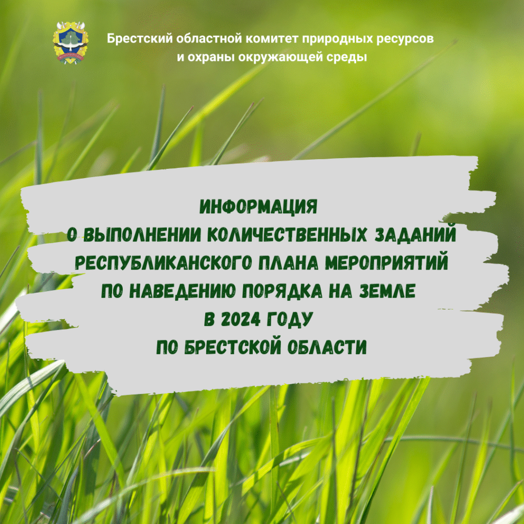 Информация о выполнении количественных заданий Республиканского плана мероприятий по наведению порядка на земле в 2024 году по Брестской области