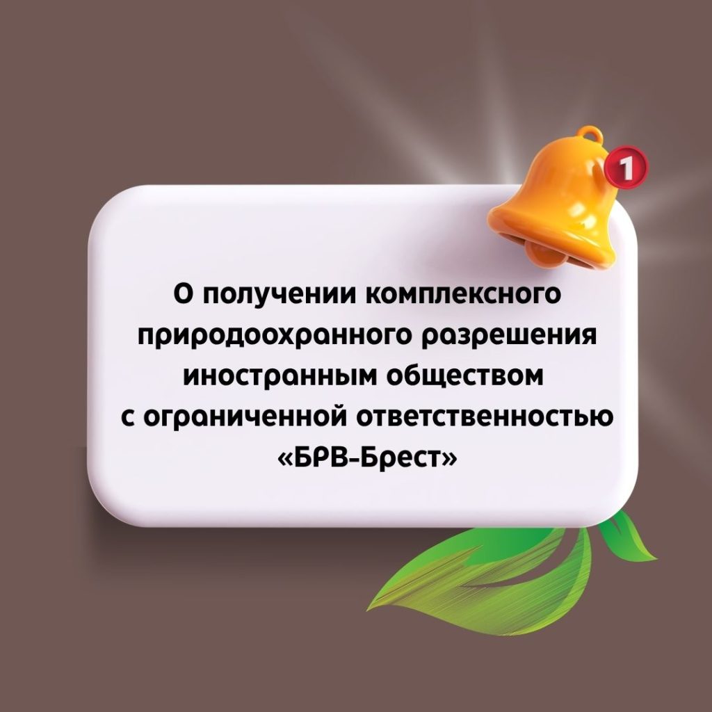 О получении комплексного природоохранного разрешения иностранным обществом с ограниченной ответственностью «БРВ-Брест»