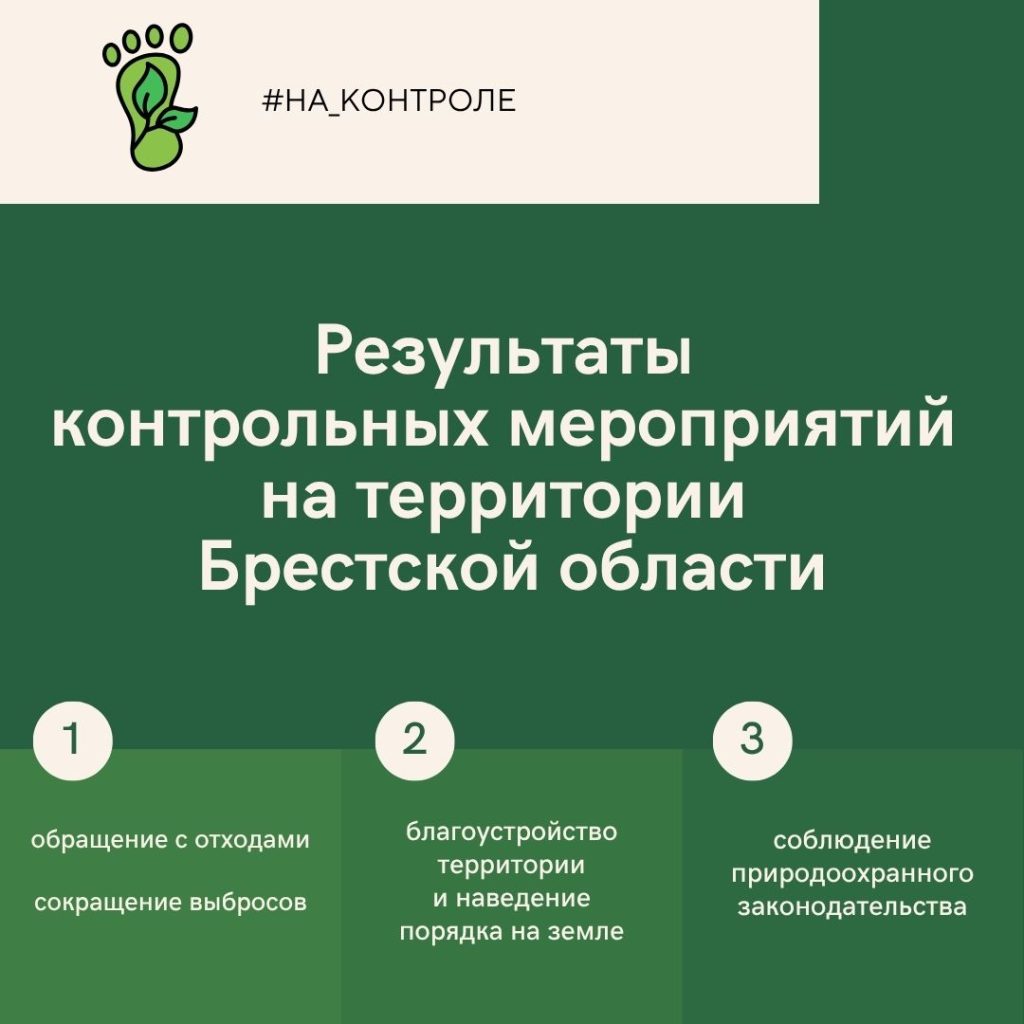Результаты  контрольных мероприятий  на территории  Брестской области